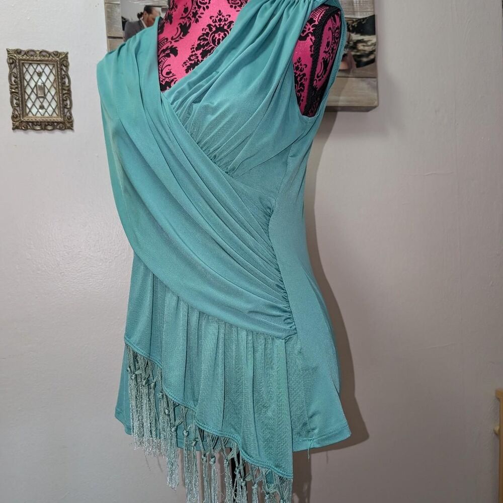Boston-proper Women's Seafoam Green Fringe Blouse